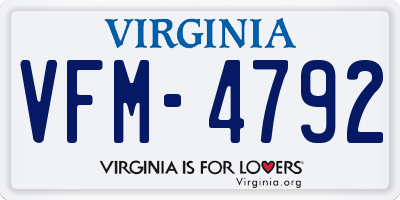 VA license plate VFM4792