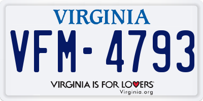 VA license plate VFM4793