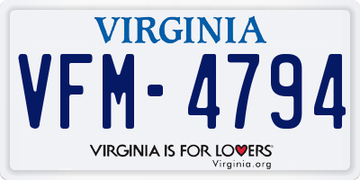 VA license plate VFM4794