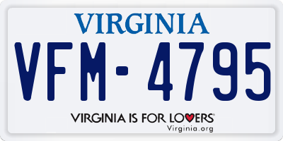 VA license plate VFM4795