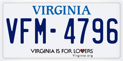 VA license plate VFM4796