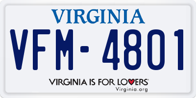 VA license plate VFM4801