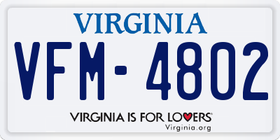VA license plate VFM4802