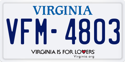 VA license plate VFM4803