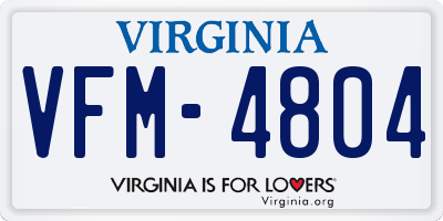 VA license plate VFM4804