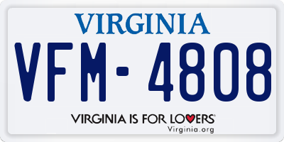 VA license plate VFM4808