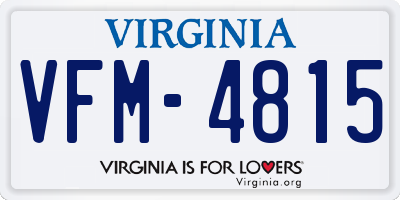 VA license plate VFM4815