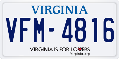 VA license plate VFM4816