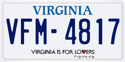 VA license plate VFM4817