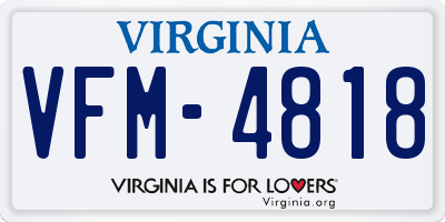 VA license plate VFM4818