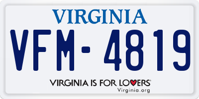 VA license plate VFM4819