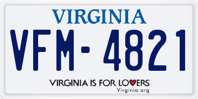 VA license plate VFM4821