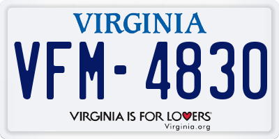 VA license plate VFM4830