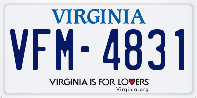 VA license plate VFM4831