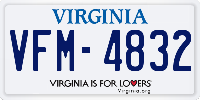 VA license plate VFM4832