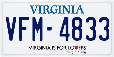 VA license plate VFM4833