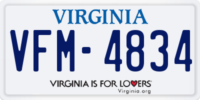 VA license plate VFM4834