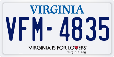 VA license plate VFM4835