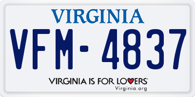 VA license plate VFM4837
