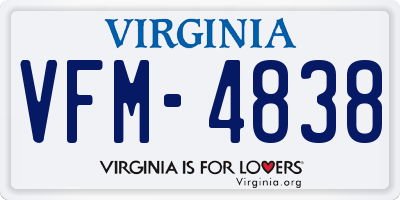 VA license plate VFM4838