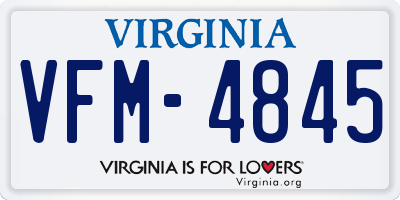 VA license plate VFM4845