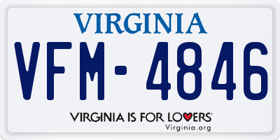 VA license plate VFM4846