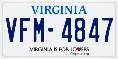 VA license plate VFM4847