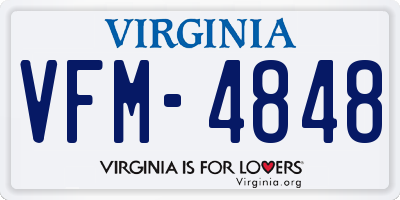 VA license plate VFM4848
