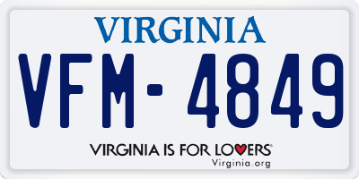 VA license plate VFM4849