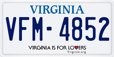 VA license plate VFM4852