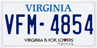 VA license plate VFM4854