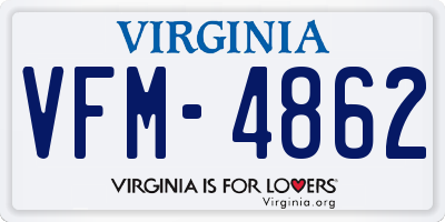 VA license plate VFM4862