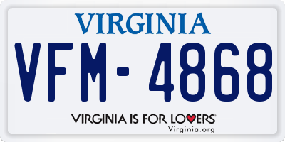 VA license plate VFM4868