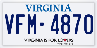 VA license plate VFM4870
