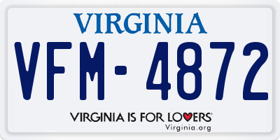 VA license plate VFM4872