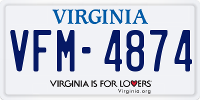 VA license plate VFM4874