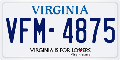 VA license plate VFM4875