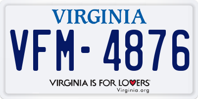 VA license plate VFM4876