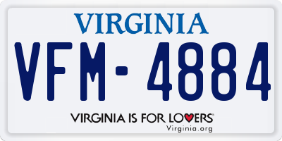 VA license plate VFM4884