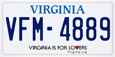 VA license plate VFM4889