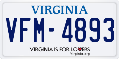 VA license plate VFM4893