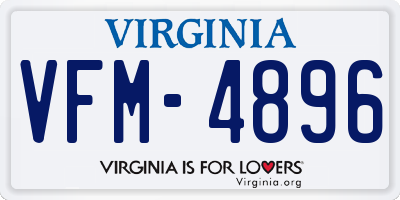 VA license plate VFM4896