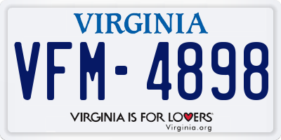 VA license plate VFM4898