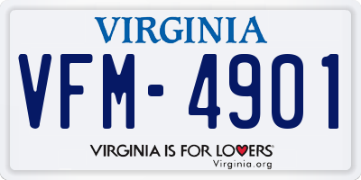 VA license plate VFM4901