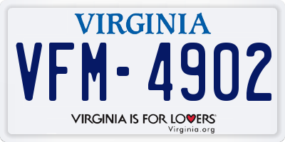 VA license plate VFM4902