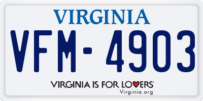 VA license plate VFM4903