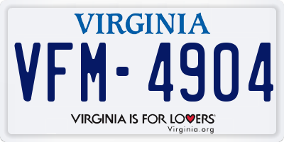 VA license plate VFM4904