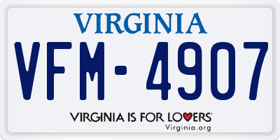 VA license plate VFM4907