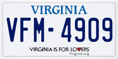 VA license plate VFM4909