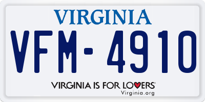 VA license plate VFM4910
